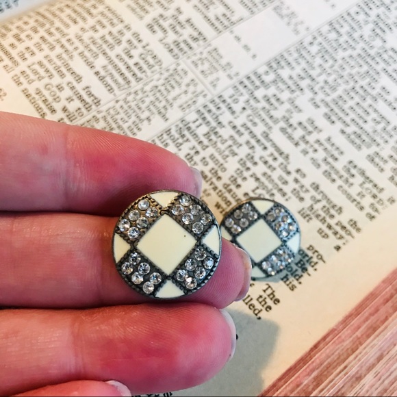 Rhinestone and Acrylic Stud Earrings - Picture 3 of 4